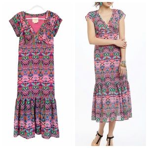 Anthropologie Mural Chiffon Mosaic Maxi Dress